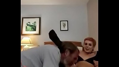 senior guy gobbles Sidra Sage pussy In Public