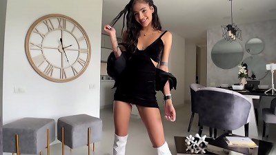 lean petite teen Latina boinks SugarDaddy before going out with bf