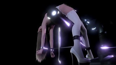 blonde dame on a sadism & masochism intercourse machine | three dimensional porno