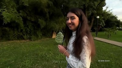 Risky public hookup after school in a bamboo woods