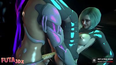 Futa3dx - hermaphroditism Cyberpunk thick Tittied honey porked By Her thick Dicked mate