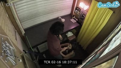 Security cam Catches tiny asian giving a thick penis blowage