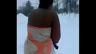 woman Get's naked Just To Do The Snow Challenge. SMH