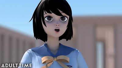 ADULT TIME hentai sis rides schlong & sapphic schoolgirls manga porn lovemaking