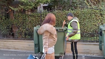 A homeless dude helped an elite milf carry her suitcase and pounded her!