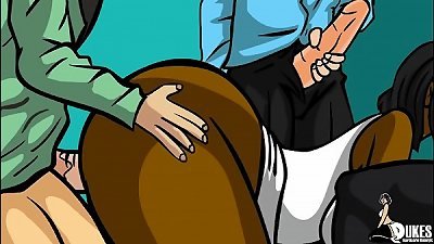 meaty ebony professor gang-fucked by her class