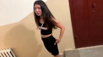 cute porn actress Katty West agreed to have orgy with a stranger for money