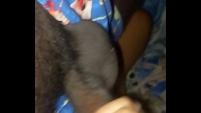 My stepsister gives me a oral pleasure while we observe a video