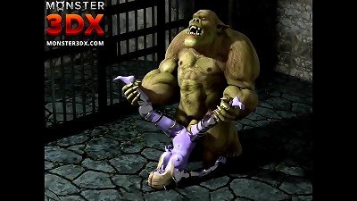 Elf woman anally fucked by powerful ogre. 3d anime