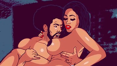 uber-sexy phat dark-hued Moriah juggles her hefty bootie on a big-black-cock - Ai re rendered cartoon
