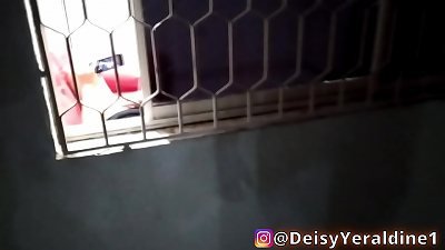 Caught. I go down the street and I watch my neighbor through the window of her house, I spy on her while she jerks witnessing ebony big black cock porn, my greedy neighbor masturbates watching gangbang, highly bitch, in the end she detected me and ran awa