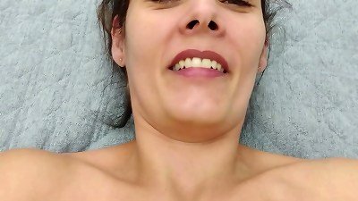 slutty mommy grinning as I push my man sausage rock hard into her steaming cunny