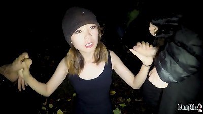 asian teen fastly complete up her public blowbang before curfew