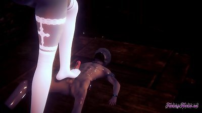 Resident Evil anime - girl Dimitrescu footjob and ravaged bdsm - anime porn manga toon porno