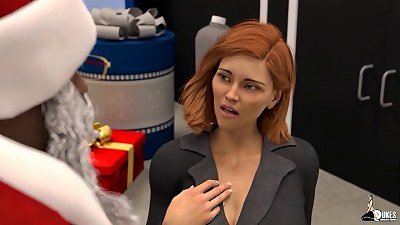 phat ass white girl mummy bangs dark-hued Santa for a prize