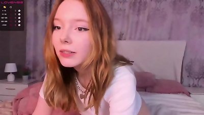 adorable tiny brown-haired pushing hitachi Against her pinkish joy button