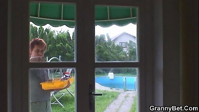 granny rides neighbour's rod