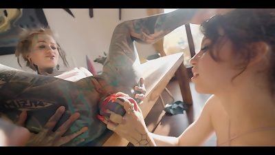 hot tatted adult movie stars extraordinary ass fucking girl-on-girl dump festival