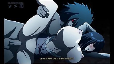 Sasuke pounds Hinata in front of Naruto's face and looks passing ...