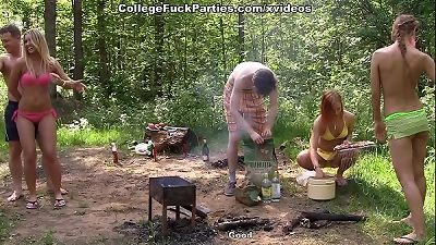 Real mischievous university banging by the lake scene pair