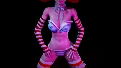 red head chick with pigtails dancing : three dimensional hentai