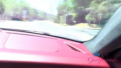 amateur Aubry Babcock heads on a ride in the Turbo S and gets that pretty pink vag finger-tickled
