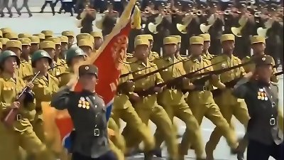 North Korea tearing up with his army with bee gees