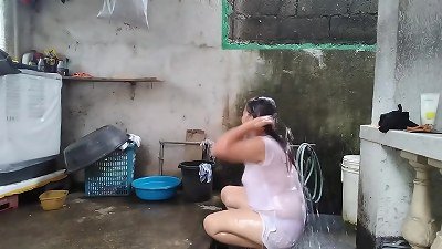 japanese wifey naked take a bathtub in the morning