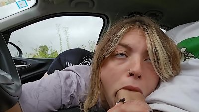 They find me giving A fellatio TO MY STEPBROTHER IN THE CAR jizz gullet