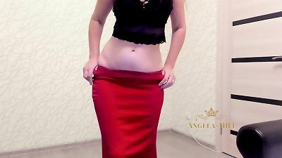 Playful cougar gets bare to flash her very hairy beaver and huge bootie to her lover / Angela-MILF